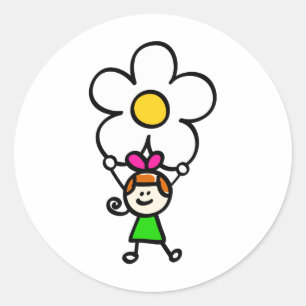 Sticker Rond Enfants heureux tenant une illustration de dessin 