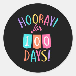 Sticker Rond Enfants Hourra Pour 100 Jours 100E Jour De L'École