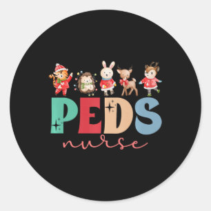 Sticker Rond Enfants Infirmière Noël Infirmière pédiatrique Noë