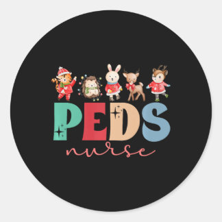 Sticker Rond Enfants Infirmière Noël Infirmière pédiatrique Noë