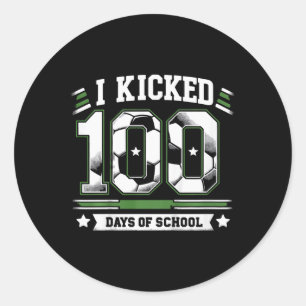 Sticker Rond Enfants J'Ai Couché 100 Jours De Football Scolaire