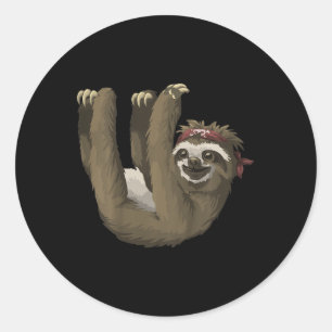 Sticker Rond Enfants mignonne Sloth Retro Sloths Tee