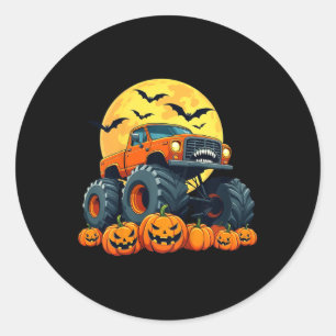 Sticker Rond Enfants Monster Camion Halloween Citrouille Jack O