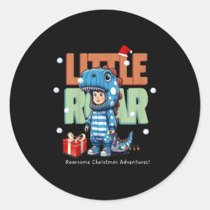 Sticker Rond Enfants Noël Roar Dinosaur Enfants garçons Noël Ca