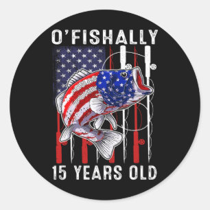 Sticker Rond Enfants O'fishally 15 Ans Anniversaire 15e Anniver