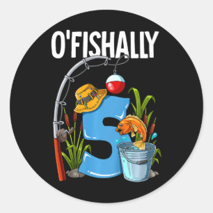 Sticker Rond Enfants O'fishally 5 ans 5e anniversaire pêche