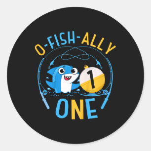 Sticker Rond Enfants Ofishally un 1er anniversaire Thème pêche 