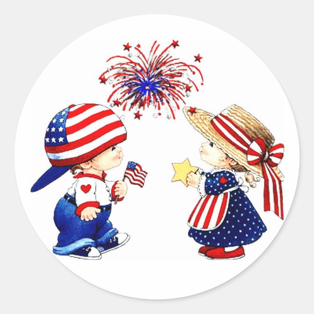 Sticker Rond Enfants patriotiques (Devant)