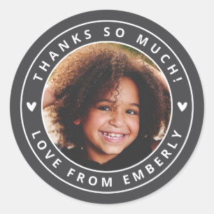 Sticker Rond Enfants Photo Coeurs mignons Anniversaire Favorise