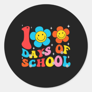 Sticker Rond Enfants Retro Super 100 Jours Joyeux 100E Jour De 