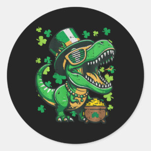 Sticker Rond Enfants Saint-Patrick Dinosaure Saint-Patty Trex B