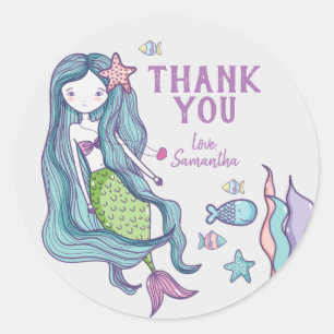 Sticker Rond Enfants sirène Merci