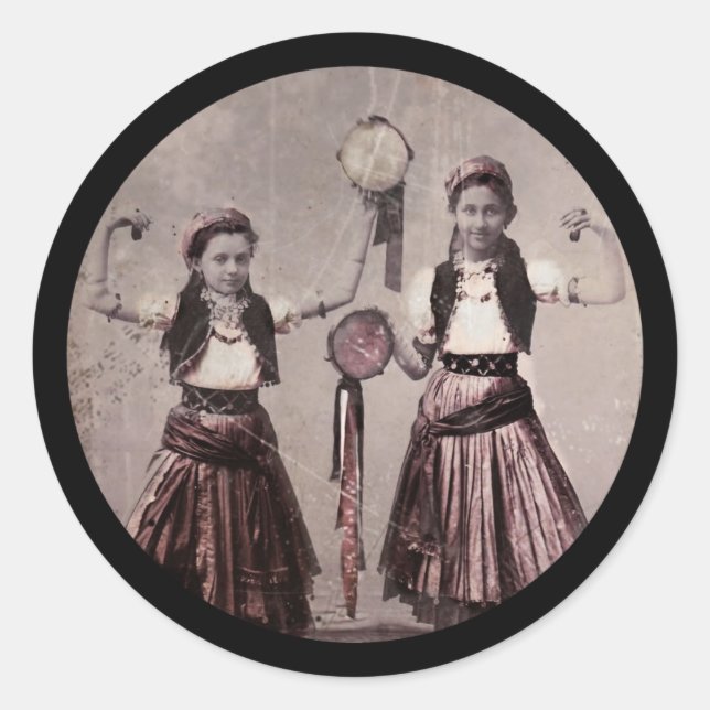 Sticker Rond Enfants tsiganes trio (Devant)
