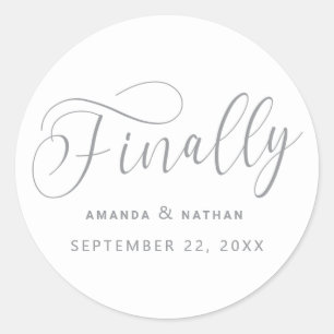 Sticker Rond Enfin Mariage minimaliste Enregistrer la date