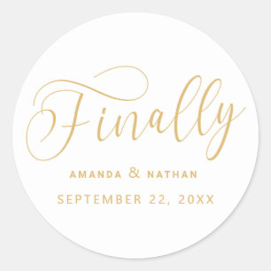 Sticker Rond Enfin Mariage minimaliste Enregistrer la date