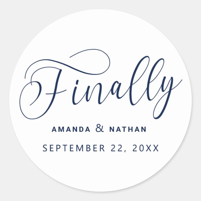Sticker Rond Enfin Mariage minimaliste Enregistrer la date (Devant)