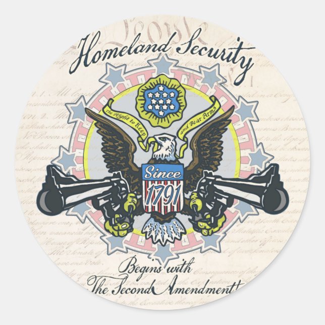 Sticker Rond Engin d'aigle de sécurité intérieure (Devant)