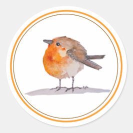 Sticker Rond English Robin Watercolour