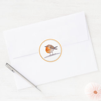 Sticker Rond English Robin Watercolour