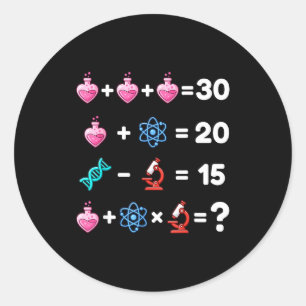 Sticker Rond Énigme de la Saint-Valentin Science Math Chimie Bi