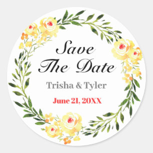 Sticker Rond Enregistrer La Date, Les Noms Et La Date Mariage F