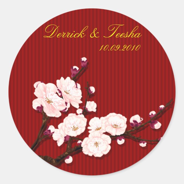 Sticker Rond Enregistrer la date, mariage chinois conçu par Kan (Devant)