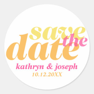 Sticker Rond Enregistrer la date orange rose mariage sceaux fia