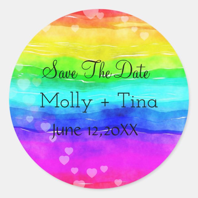 Sticker Rond Enregistrer la date Rainbow (Devant)