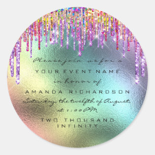 Sticker Rond Enregistrer La Date Unicorn Rainbow Drivers Hologr