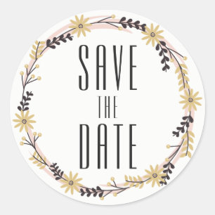 Sticker Rond Enregistrer l'autocollant de date - Rustique