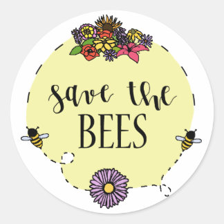 Sticker Rond enregistrer l'autocollant des abeilles
