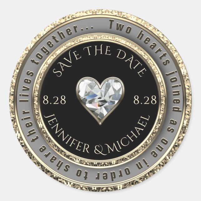 Sticker Rond Enregistrer le message du Mariage de date (Devant)