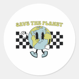 Sticker Rond Enregistrer l'environnement de Jour des terres Pla