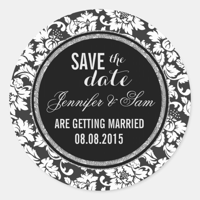 Sticker Rond Enregistrer Les Accents Date-Noir Blanc Et Argent (Devant)