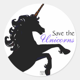 Sticker Rond Enregistrer les licornes