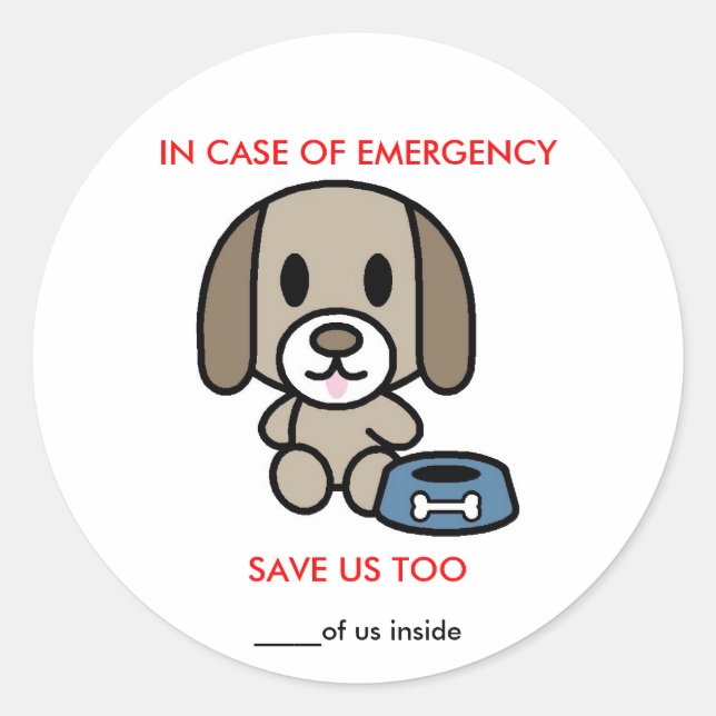 Sticker Rond Enregistrer l'urgence du chien (Devant)