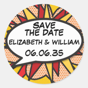 Sticker Rond Enregistrez la date de la fête moderne
