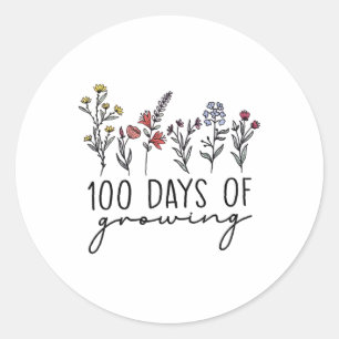 Sticker Rond Enseignant 100 jours de croissance Jour heureux 10