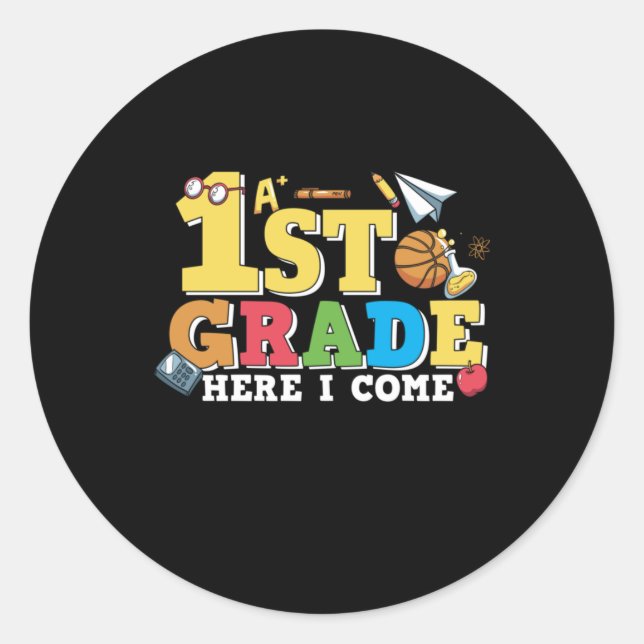 Sticker Rond Enseignant 1ère année Première année Je viens (Devant)