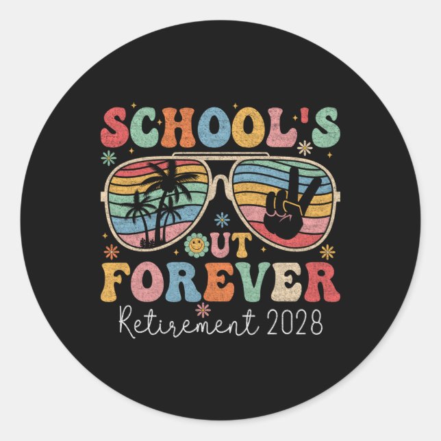 Sticker Rond Enseignant À La Retraite De L'École En 2028 Pour (Devant)