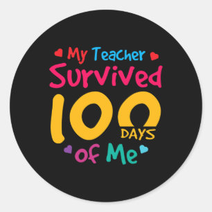 Sticker Rond Enseignant A Survécu 100 Jours De Moi