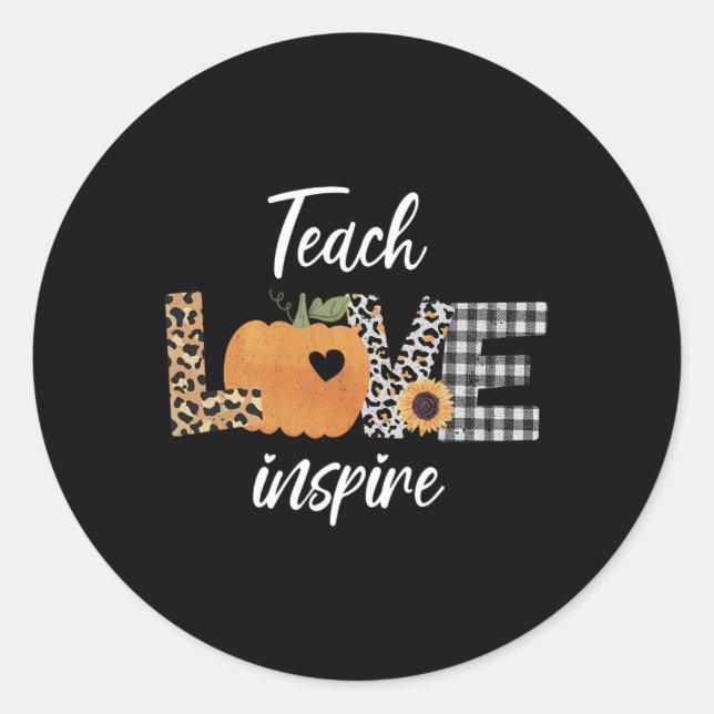 Sticker Rond Enseignant Apprendre Amour Inspirer Automne Automn (Devant)