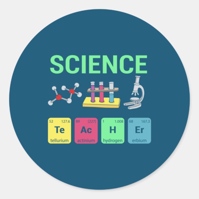 Sticker Rond Enseignant Cadeau Sciences Définition de l'enseign (Devant)