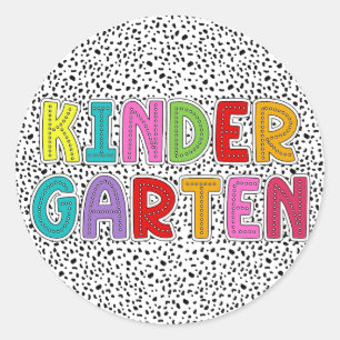Sticker Rond Enseignant Dalmatien De La Maternelle, Retour À L'