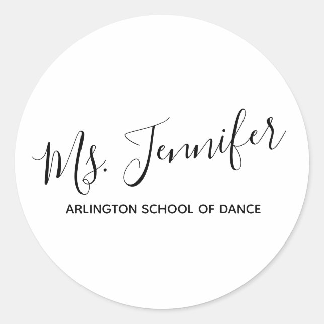Sticker Rond Enseignant de danse scénarisé personnalisé (Devant)