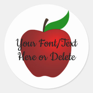 Sticker Rond Enseignant de la pomme rouge délicieux en couleur
