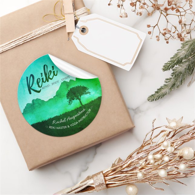 Sticker Rond Enseignant de médiation en yoga du Reiki naturel (Créateur téléchargé)