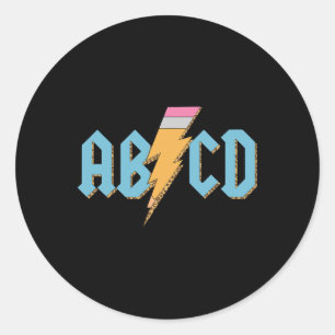 Sticker Rond Enseignant De Roulement De Roche De Crayon Abcd Re
