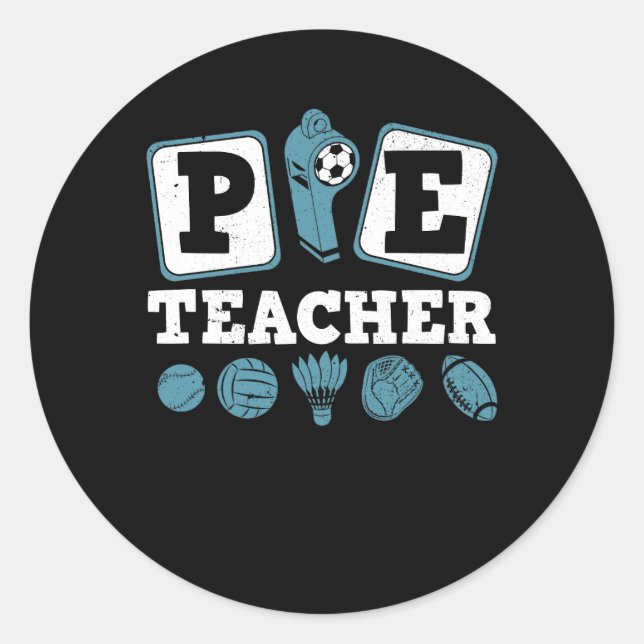 Sticker Rond Enseignant en éducation physique PE Enseignant Phy (Devant)