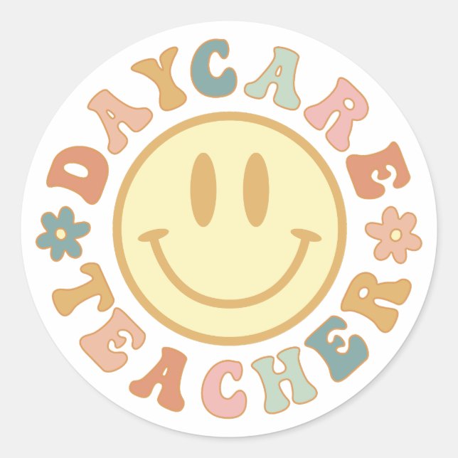 Sticker Rond Enseignant en garderie, Fournisseur de garderies,  (Devant)